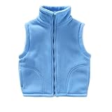 Gilet Bambino con Zip in Pile Caldo Giubbotto Tinta Unita Top Casual Moda Cappotto Senza Maniche in Velour Smanicato Gilets Antivento Invernale Bambini Senza Cappuccio per 3-12 Anni