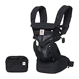Ergobaby Omni 360 Cool Air Mesh Marsupio Neonati Ergonomico 0 36 Mesi, 4-in-1 Zaino Porta Bebe Traspirante, Onyx Black