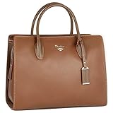 David Jones - Borsa a Mano Elegante Donna - Tote Shopper Bag PU Pelle - Borsa a Spalla Tracolla - Satchel Molte Tasche Scomparti Borsetta Grande - Moda Lavoro Città Ufficio Shopping - Cammello Marrone