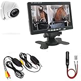 Trailer cam Kit sorveglianza trasporto cavalli telecamera wireless monitor 7 PREASSEMBLATO con adattatore accendisigari INCLUSO. Nuovo kit 2024
