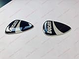 Stemma logo decal DUCA, coppia adesivi resinati, effetto 3D. Per SERBATOIO o CASCO. Colore: Nero Bianco