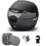 COMPATIBILE CON APRILIA ATLANTIC 500 BAULETTO VALIGIA BAULE SHAD 34 LT+SECURE LOCK SISTEM+PIASTRA INCLUSA PER PORTAPACCHI MOTO E SCOOTER UNIVERSALE PER TUTTI I CASCHI