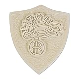 Maestro d'arte De Iaco Alfredo Statuetta Crest Carabinieri Scudetto in Pietra Leccese 16x2,2 Altezza 19 cm
