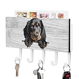 Gordon Setter Portachiavi da parete, porta posta con cucciolo di animale e portachiavi per ingresso, appendiabiti rustico con 5 ganci, montaggio a parete per ingresso, fango, corridoio