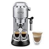 De'Longhi Dedica EC685.M Macchina Caffè Espresso Manuale, Caffè Polvere o Cialde E.S.E., Montalatte classico per Cappuccini, Spegnimento Automatico, Serbatoio 1L, Filtro Singolo/Doppio, Metal