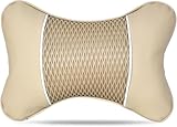 2 Pezzi Cuscino Poggiatesta Auto per Audi A7 2018-2022 2023, Cuscino in Pelle PU Poggiatesta Ortopedico per Collo,Beige