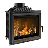 KRATKI ANTEK Camino a legna in ghisa 10kW Ø 180 - stufa a legna Classe energetica A - ECODESIGN, Efficienza termica 76% - Gamma di potenza 4,5-13kW - cestino della cenere & regolazione dell’aria