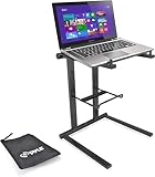 Pyle Supporto PC Portatile, Supporto Laptop Portatile con Tavolo Regolabile in Altezza, Supporto per Laptop con Vassoio Secondario per Accessori, Supporto Notebook