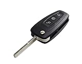 Guscio Chiave Telecomando Flip Compatibile con Ford Focus Mondeo Fusion Fiesta Ka Kuga Ecosport S-Max C-Max Tourneo Transit Cover Scocca Ricambio 3 Tasti Riparazione Sostituzione (lama HU101)