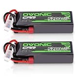 OVONIC Batteria Lipo da 3 s, 11,1 V, 5200 mAh, 120 C, con spina a T Deans per auto RC, camion, Truggy, quadricottero, elicottero, camion, barca, aereo (2 pezzi)