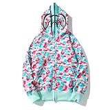 FDTURES 24ss alla Moda BAP Testa di Squalo Coppia Casual Doppio Cappello Camouflage Hoodie-color3||S