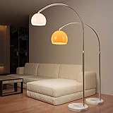 Jago® Piantana Lampada da Terra - ad Arco, max. 8/60W con Lampadine Regolari/LED E27, Altezza Regolabile, Inox, Paralume Girevole 360°, Arancione - Lampadario Design Vintage da Salotto, Soggiorno