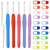 ZEPIQOR 5 Pcs Set di uncinetti,Dimensioni: 6,5 mm, 7 mm, 8 mm, 9 mm, 10 mm,Ganci Grandi e con Aghi e pennarelli per Punto,Con 20 pennarello e 2 spille di lana