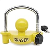 KRASER KR815 Antifurto Rimorchio, Lucchetto per Traino, Caravan, Universale, visibilità, Gancio di Traino, Resistente, Barra di Gancio Sfera Roulotte, Accoppiatori Sicurezza Serratura, Regolabile
