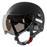 Casco da moto con doppia visiera, casco da moto per adulti, elmetto per scooter 3/4 unisex, casco aperto per scooter da crociera per ciclomotori