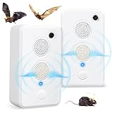 Repellente per pipistrelli ad ultrasuoni aggiornato 2025 per soffitta, confezione da 2 dispositivi deterrenti per pipistrelli per sbarazzarsi dei pipistrelli, repellente per pipistrelli ricaricabile