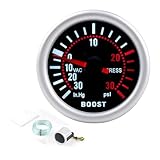CGEAMDY Indicatore Pressione Turbo, Misuratore di Pressione Universale Auto Turbo Boost, Turbo Boost Meter Manometro PSI Indicatore Displaym, 52MM 12V Alta Precisione per Automobili Camper Camion