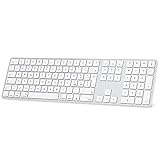 OMOTON Tastiera Bluetooth, Ricaricabile per Mac OS, Layout Italiano con Tastierino Numerico, Compattibile con MacBook Air/Pro/iMac, Tre Modalità Bluetooth e design ergonomico, Bianco