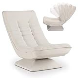 Juskys Poltrona Relax Korsika - Ergonomica e girevole a 360°, pieghevole con imbottitura a 5 strati - Poltrona in velluto comoda per il salotto - Beige