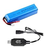 Yangers Batterie di ricambio per batteria Lipo RC da 7,4 V 3000 mAh 2S con connettore JST con caricabatterie USB Set per Frsky Taranis X9D Plus Flysky trasmettitore telecomando ricevitore FPV occhiali