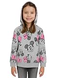 United Labels Disney Minnie Mouse Felpa con cappuccio per bambine – Felpa con cappuccio e felpa grigio/rosa, grigio/rosa, 98 cm-104 cm