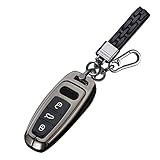 ontto Cover per Chiave Auto, Adatta per Audi A6 A6L A8 A3 40 TFSI Sportback A7 A8 C8 Q8 D5 E-Tron S6 Q7 SQ7 SQ8 3 Tasti Custodia in Metallo Custodia Portachiavi Accessori Nero