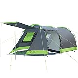 Peirhw Tenda a tunnel per 4 persone, tenda Tipi, grande da campeggio con cabina letto, tenda familiare impermeabile, 3000 mm, tenda a 3 ingressi, tenda glamping con fondo rimovibile