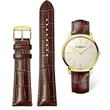 AIYIRUO Cinturini per Orologiin Pelle Coccodrillo Modello in Vera Pelle Morbida e Durevole Bracciale di Ricambio Acciaio Inossidabile Metallo Argento oro Fibbia per gli Uomini Donne (12mm-24mm)