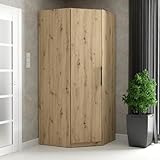 FORTE CADIXO 90 100 - Armadio moderno con ante girevoli, per piccoli spazi, in legno di quercia, 94,2 cm di larghezza x 212,9 cm di altezza x 94,2 cm di profondità