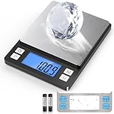 Bilancia digitale BOMATA aggiornata per alimenti, precisione 0,1 g, portata 3000 g, con funzione di blocco della lettura e display ampliato, bilancia da cucina digitale, ideale per piccoli oggetti