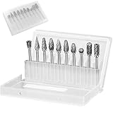 EUZUXU Set di 10 Frese Rotative in Carburo di Tungsteno a Doppio Taglio, Frese Rotanti in Tungsteno, per Levigatura, Intaglio, Lucidatura Metallica, Incisione e Foratura