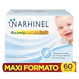 Narhinel MAXI FORMATO 60 Ricambi Morbidi per Aspiratore Nasale Neonati e Bambini con Filtro Igienico Assorbente per Trattenere il Muco, Pacco da 60 Ricambi Monouso