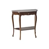 Vicentini arreda CONSOLLE SCRITTOIO ENTRATINA SAGOMATA IN LEGNO CON CASSETTO ARTE POVERA NOCE