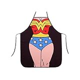 Jieddey Grembiule da Cucina Sexy,Grembiule da Cucina Sexy con Stampa Digitale Grembiuli Wonder Woman Marito e Moglie Grembiuli per Feste di Coppia 28 * 21 Pollici