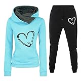 Tuta Donna Completa Elegante Comoda Set di Abbigliamento Sportivo Completo Palestra Casual Maniche Lunghe Felpa con Cappuccio e Pantaloni Jogging Tuta Sportiva Set da Casa Autunno Invernale Tracksuit
