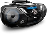 PHILIPS AZB798T/12 CD Sound Machine: Lettore CD e cassette portatile con DAB e FM, Bluetooth, CD, MP3-CD, USB Host, Dynamic Bass, Bass Reflex, telecomando, timer di spegnimento Nero