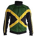 JL Sport Autentica Giamaicano iche Lunghe Reggae Cerniera Giacca - Unisex (Nero Verde E Giallo) - S