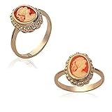 Bijouxia Anello cammeo rosso placcato oro, 18, Placcato oro, Nessuna pietra preziosa size 58