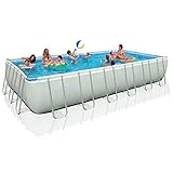 Intex 28362 - Piscina Rettangolare, pompa di filtraggio a sabbia, Blu/Grigio, 732 x 366 x 132 cm