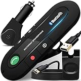 Retoo Kit vivavoce Bluetooth per auto con regolazione volume e ascolto musica, kit vivavoce con batteria fino a 20 ore, compatibile con Phone, Samsung, nero