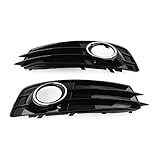 SIKUAI Griglia paraurti anteriore fendinebbia con anello cromato, adatta per Audi A3 8P S-Line 2009-2012, nero, 1 paio (con foro fendinebbia)