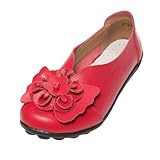 Mocassini in Pelle da Donna Scarpe Casual Morbidi e Leggeri Mocassini Slip on con Fiori Scarpe da Barca Piatte Scarpe da Guida,A15,39