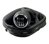 L & P Car Design Pomello cambio e Cuffia cambio compatibile con VW per Touran 1T e Caddy 3 2K 2003-2015 - 6 Marce - nero - con telaio - finta simil pelle - leva cambio manuale - (A263-1)