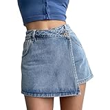 Gonna Corta in Jeans da Donna, Estiva, Asimmetrica, Y2K, Crossover, a Vita Bassa, Mini in Denim, O Blu., XXL
