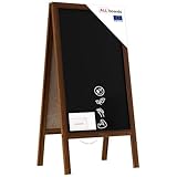 ALLboards Lavagna Nera da Gesso con Cavalletto 100x50cm, Struttura in Legno, Scrivibile con Gessetti e Pennarelli a Gesso, per Bar Ristoranti Locali