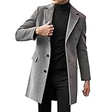 Trench lungo da uomo, in misto lana, lunghezza 3/4, cappotto lungo da pisello, invernale, caldo, per lavoro, casual, elegante, vestibilità regolare, taglia M-4XL, Grigio, 3XL