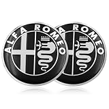 CWED 2 Pezzi 74mm Fregi Stemma Compatibili con Alfa Romeo Auto Logo Per Cofano Anteriore e Posteriore Emblema Stemmi in Metallo（Nero）
