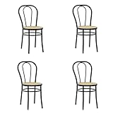 Generico Sedie Thonet Vienna Struttura in Ferro e Seduta in Finta Paglia Ideali per Cucina Bar Osteria e Ristorante Nero Lucido 4 pezzi
