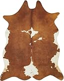 andiamo Tappeto in pelliccia di mucca Amarillo in pelliccia sintetica – Tappeto camera da letto soggiorno finta pelliccia in stampa fotografica 125 x 155 cm, colore: crema/marrone