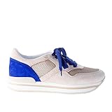Hogan Donna Sneaker H222 in camoscio più Tessuto Beige e Blu Color Beige Size 35